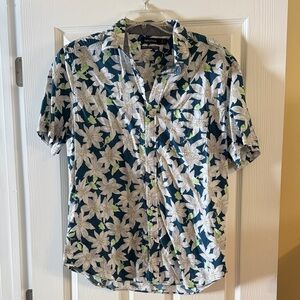 Nautica Men's Floral Green and White Shirt